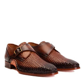 Men's Brown Leather Single Strap Monk Shoe