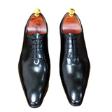 Whole-Cut Leather Oxford – Black Elegant Pointed-Toe Design
