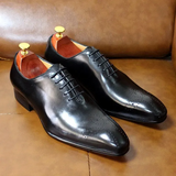 Whole-Cut Leather Oxford – Black Elegant Pointed-Toe Design