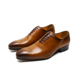 Whole-Cut Leather Oxford – Brown Elegant Pointed-Toe Design