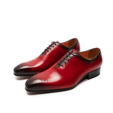 Whole-Cut Leather Oxford – Burgundy Elegant Pointed-Toe Design