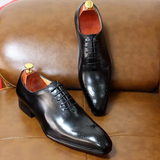 Whole-Cut Leather Oxford – Black Elegant Pointed-Toe Design