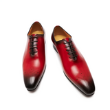 Whole-Cut Leather Oxford – Burgundy Elegant Pointed-Toe Design