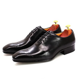 Whole-Cut Leather Oxford – Black Elegant Pointed-Toe Design