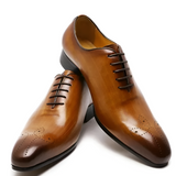 Whole-Cut Leather Oxford – Brown Elegant Pointed-Toe Design