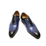 Whole-Cut Leather Oxford – Blue Elegant Pointed-Toe Design
