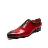 Whole-Cut Leather Oxford – Burgundy Elegant Pointed-Toe Design