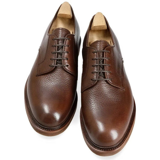 PLAIN TOE DERBY SHOES IN BROWN ELBAMAT
