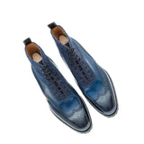Premium Leather Wingtip High Ankle Boots