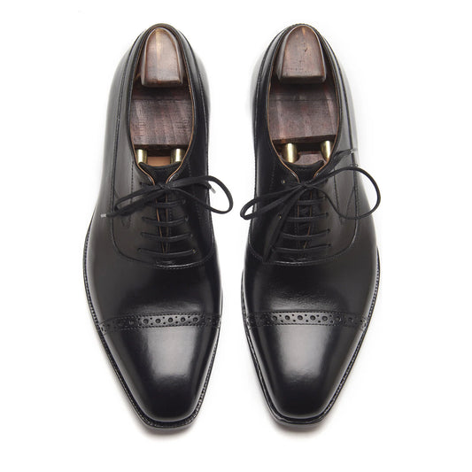 Richie Quarter Brogue Balmoral - Black | Hand Welted
