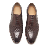 Schulz Woven Leather Oxford - Brown | Hand Welted