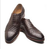 Schulz Woven Leather Oxford - Brown | Hand Welted