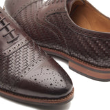 Schulz Woven Leather Oxford - Brown | Hand Welted