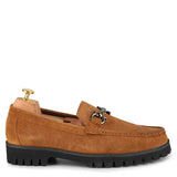 Suede Leather With Horse-bit Buckled Loafers