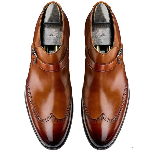 Tan Leather Alnwick Monk Strap Shoes