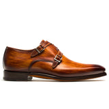 Tan Leather Leminst Monk Strap Shoes