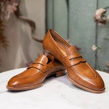 Tan Leather Urban Chic Slip-On Loafers