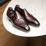 Tan and Brown Leather Classic Crusaders Castle Monk Straps Shoes