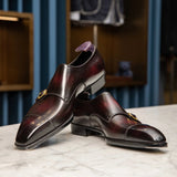 Tan and Brown Leather Classic Crusaders Castle Monk Straps Shoes