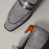Gray Suede Penny Loafers