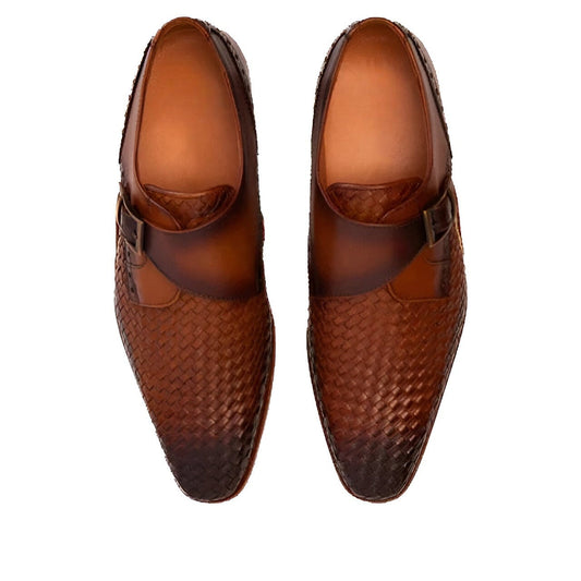 Men's Brown Leather Single Strap Monk Shoe