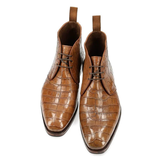 Lexaitaliano Alligator Chukka Boots in Tan
