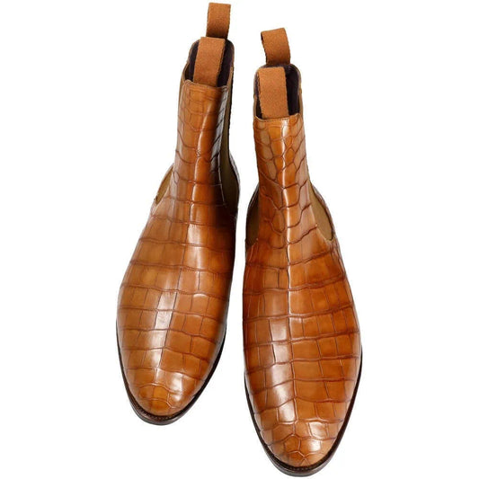 Lexaitaliano Genuine Alligator Chelsea Boots in Tanned