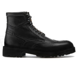 Artisian Made Height Increasing Black Italian Leather Troyes Chunky Derby Boots