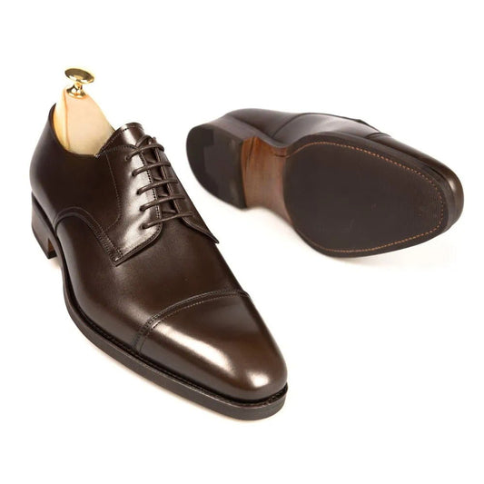 BROWN BOXCALF DERBY SHOES LASTEN IN RAIN-EE