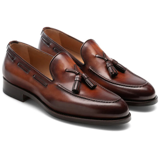 Brown Leather Barbican Tassel Loafers