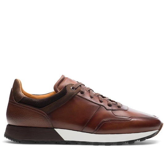Brown Leather Nausori Lace Up Running Sneaker Shoes