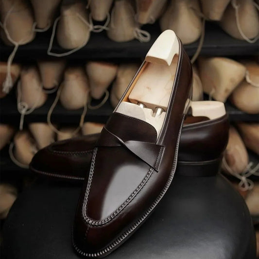 Brown Leather Nereida Love Knot Loafers