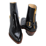 Croc Python Snake Animal Print Leather Alessia Slip On Zipper Pointed Boots for Men