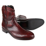 Burgundy Patina Mirror Glossed Croco Detail Cowboy ZipBoot.
