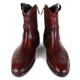 Burgundy Patina Mirror Glossed Croco Detail Cowboy ZipBoot.