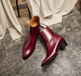 Leather Fiorina Slip On Zipper Pointed Boots for Men