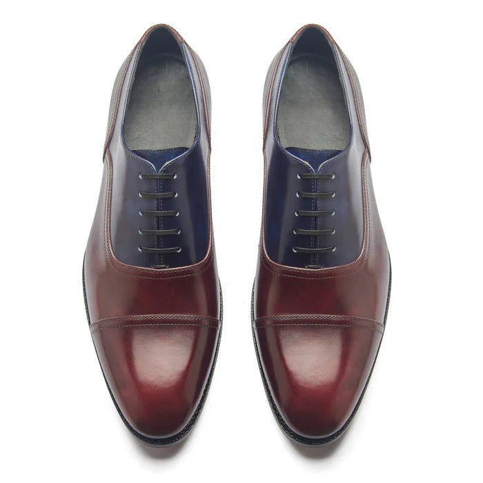Contemporary Balmoral - Navy & Maroon Museum Calf | Hand Welted