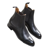 Black Leather Fenland Slip On Chelsea Boots