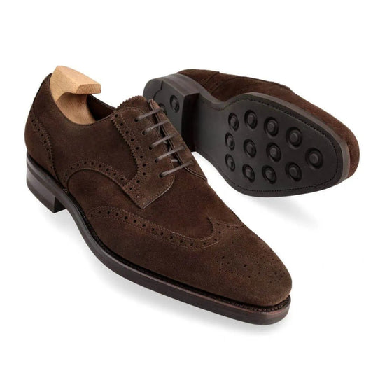 WINGTIP DERBY SHOES IN BROWN SUEDE