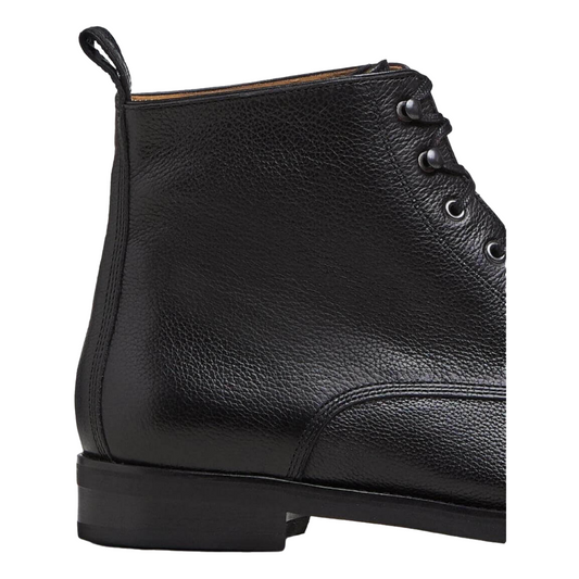 MARTIN Black grained leather men combat boots