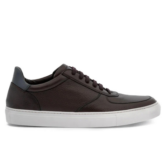Men Solid Lace-Up Leather Sneakers