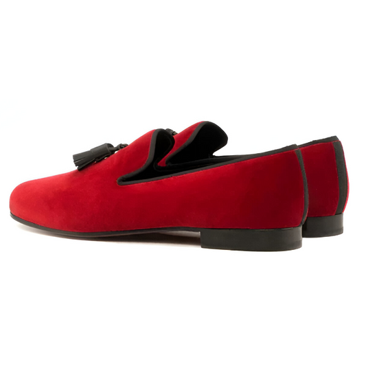 Men Custom Handmade Velvet Leather Tassel Loafers