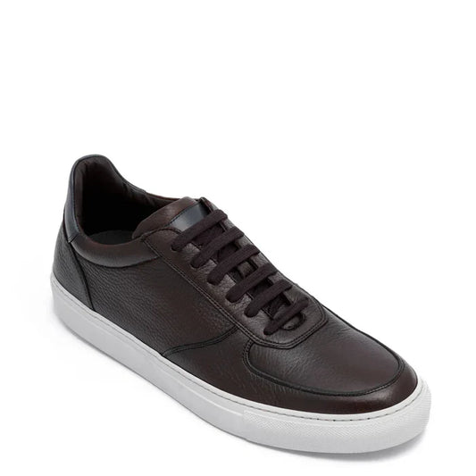 Men Solid Lace-Up Leather Sneakers
