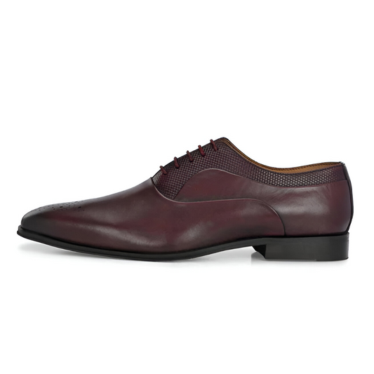 Textured Leather Formal Oxford Shoes – Brown