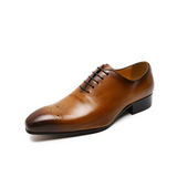 Whole-Cut Leather Oxford – Brown  Elegant Pointed-Toe Design