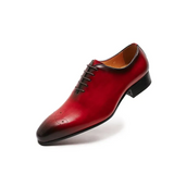 Whole-Cut Leather Oxford – Burgundy  Elegant Pointed-Toe Design