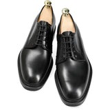 PLAIN TOE DERBY SHOES IN BLACK BOX CALF