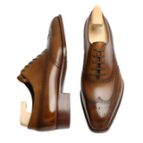 Brown Leather Cedara Brogue Wingtip Oxfords - Formal Shoes