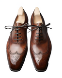 Brown Leather Cedara Brogue Wingtip Oxfords - Formal Shoes