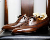 Brown Leather Cedara Brogue Wingtip Oxfords - Formal Shoes